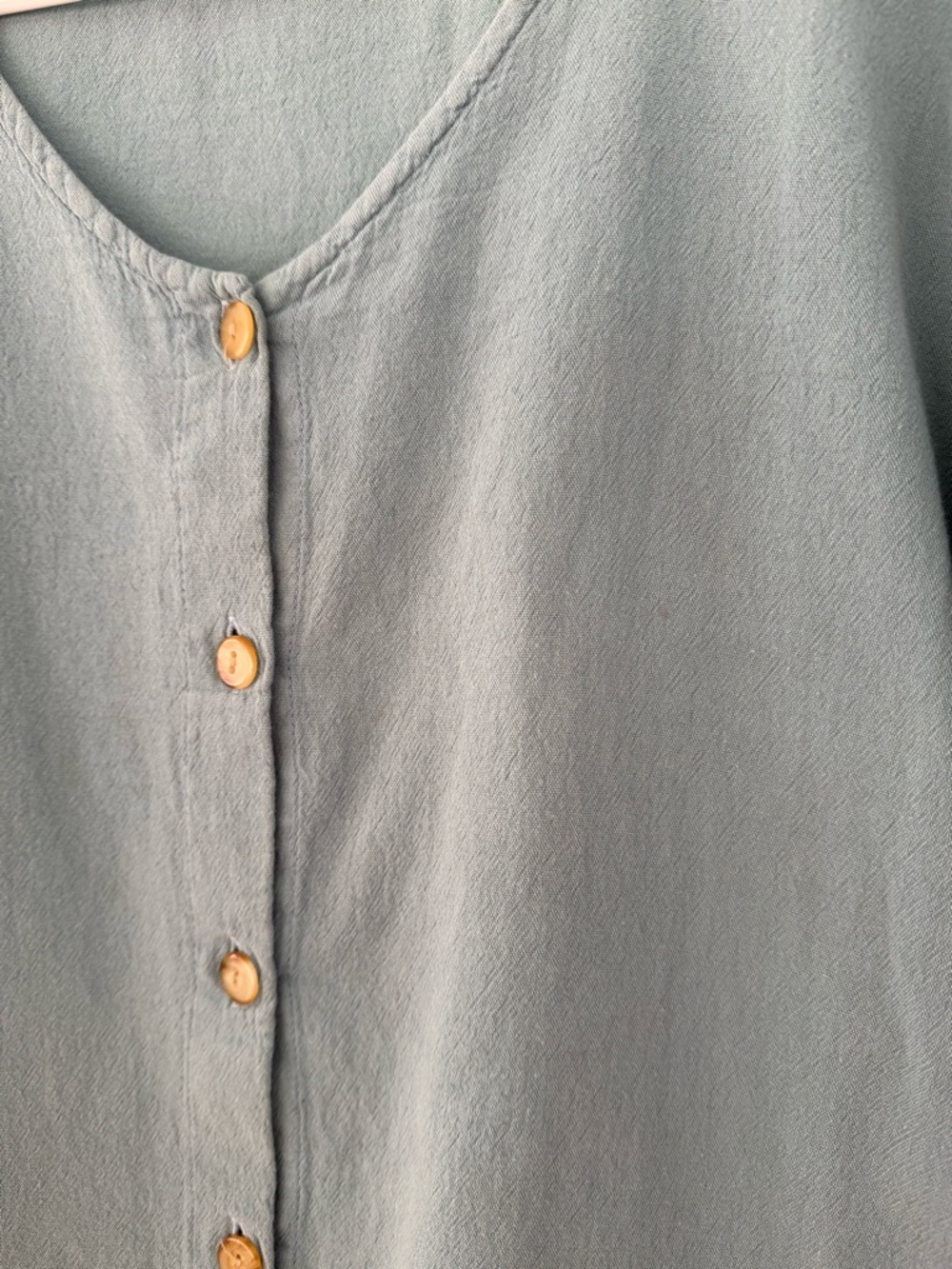 Eucalyptus | Teal Button Front Cotton Top Size M Handmade - Picture 6 of 7